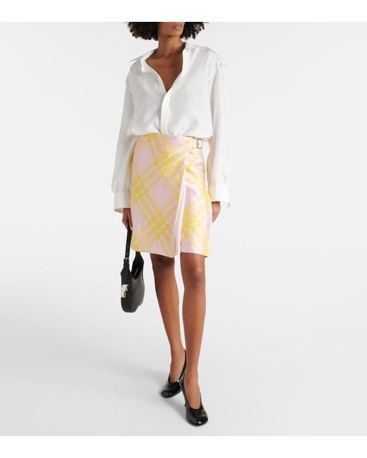 Burberry Yellow Checked Miniskirt