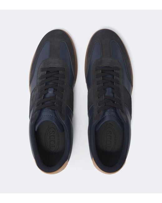 Tod's Blue Tabs Leather And Suede Sneakers for men