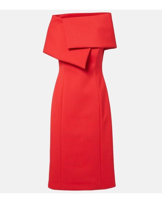 Oscar de la Renta Red Draped Cocktail Dress