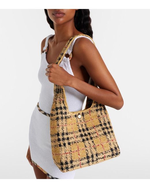 Shopper Check Medium di Burberry in Metallic