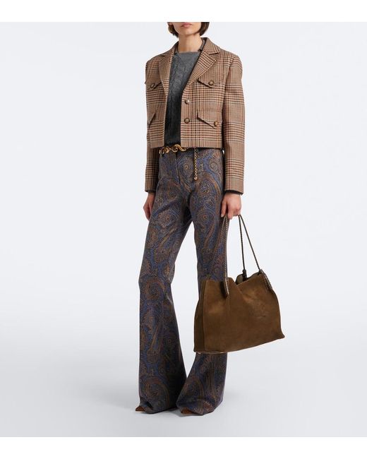 Etro Brown Libra Large Suede Tote Bag