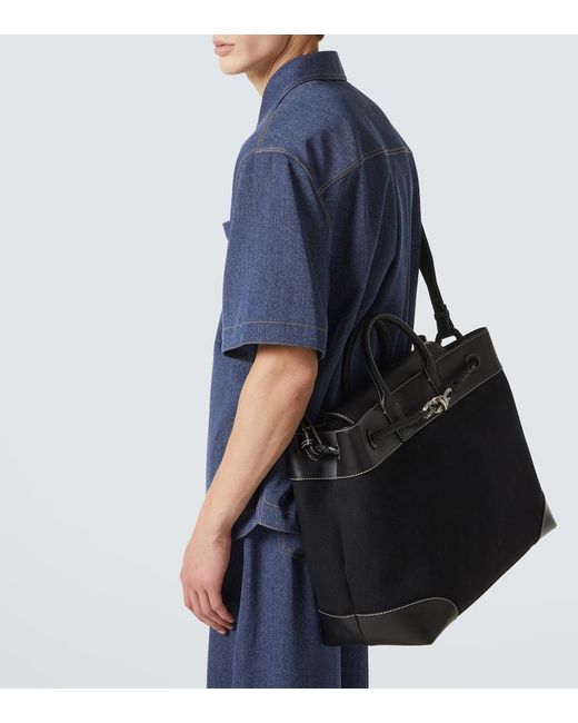 Bottega Veneta Black Andiamo Voyager Leather-Trimmed Tote Bag for men