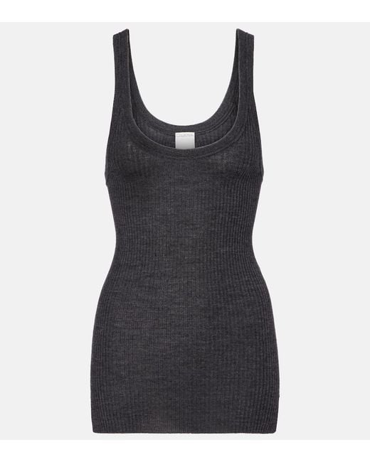 Calvin Klein Black Ella Ribbed-Knit Wool Tank Top