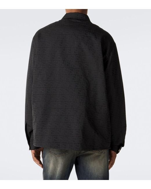 Fendi Black Ff Zucca Jacquard Overshirt for men