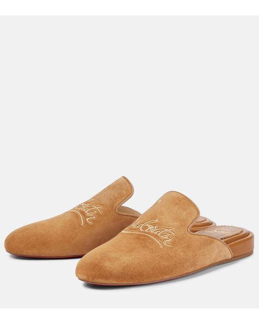 Christian Louboutin Brown Coolito Donna Suede Slippers
