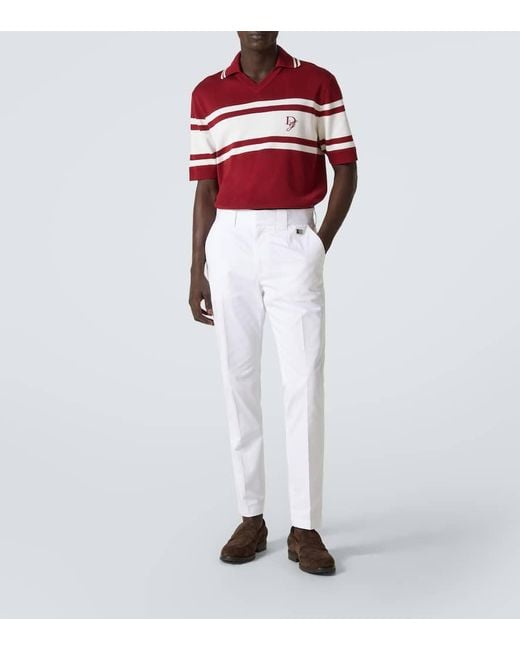 Polo De Seda Y Algodón Con Logotipo Bordado Dolce & Gabbana de hombre de color Red