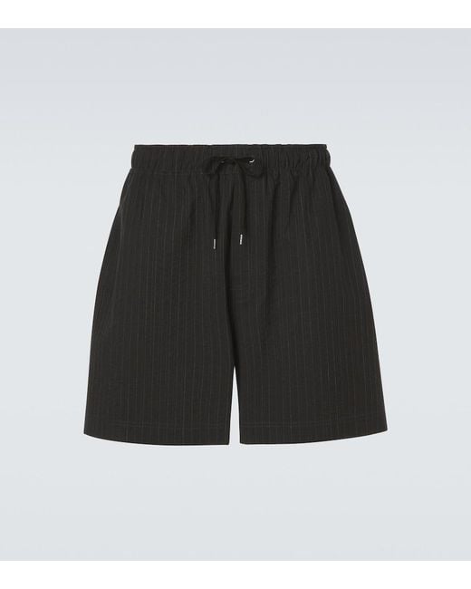 Studio Nicholson Black Starboard Striped Cotton And Wool Shorts for men