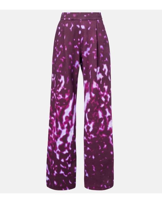 Dries Van Noten Purple Printed Cotton Straight Sweatpants