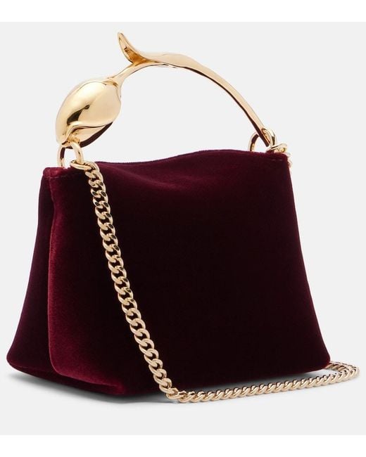 Erdem Red Bloom Micro Velvet Top-Handle Bag