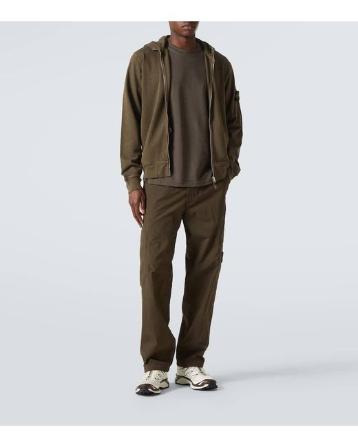 Stone Island Green Compass Cotton Zip-Up Hoodie for men