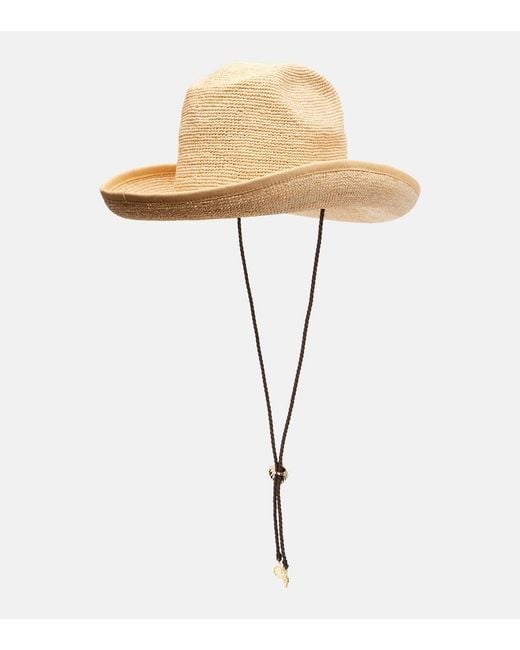 Oseree Natural Embellished Raffia Cowboy Hat