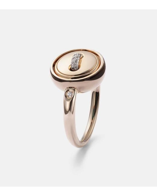 Pomellato White Pom Pom Dot 18K Rose Ring With And Diamonds