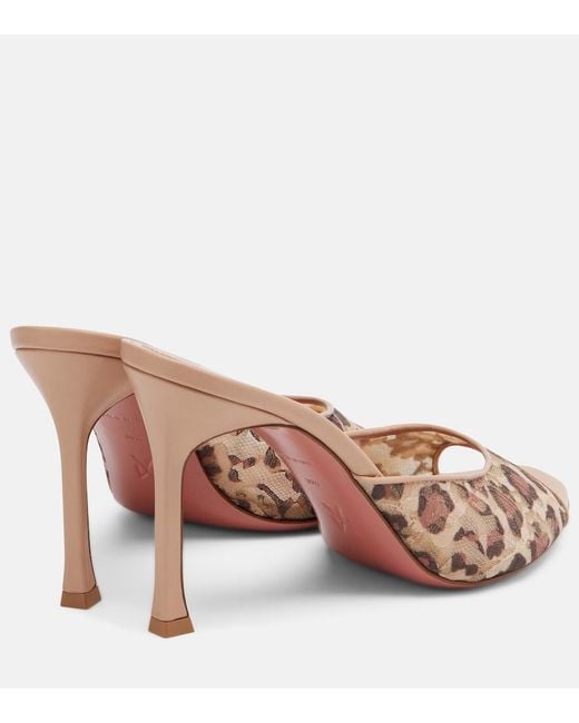 AMINA MUADDI Brown Alexa Leopard-Print Lace Mules