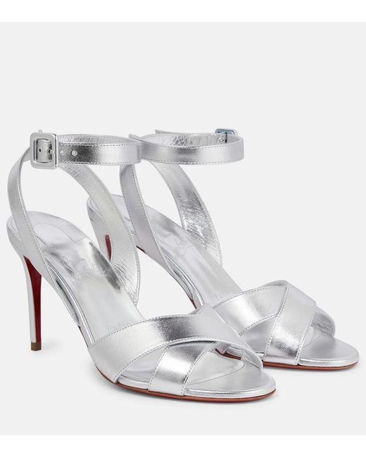 Christian Louboutin White Mariza 85 Metallic Leather Sandals
