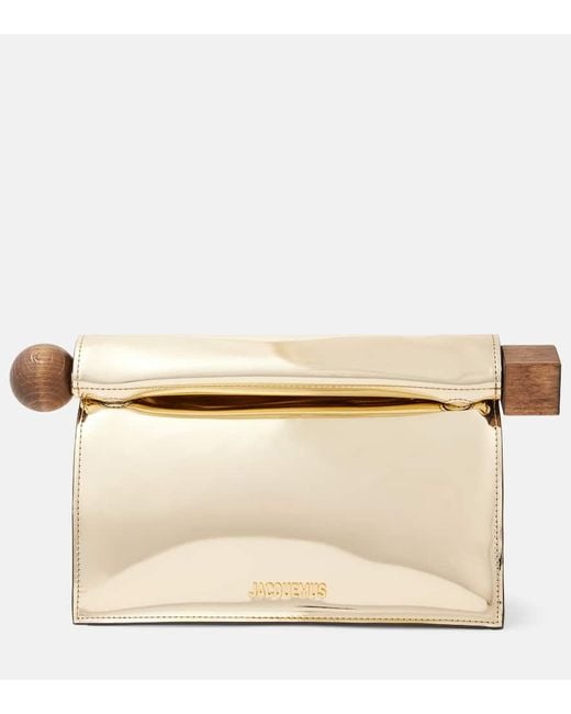 Jacquemus Natural Rond Carre Faux Leather Clutch