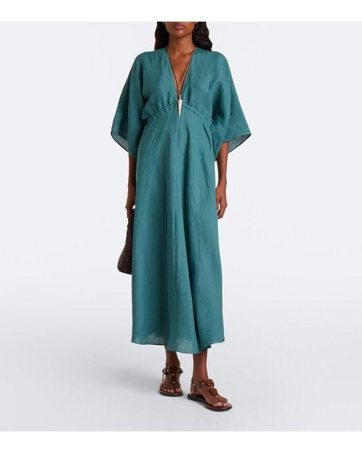 Eres Green Brilliance Linen Midi Dress
