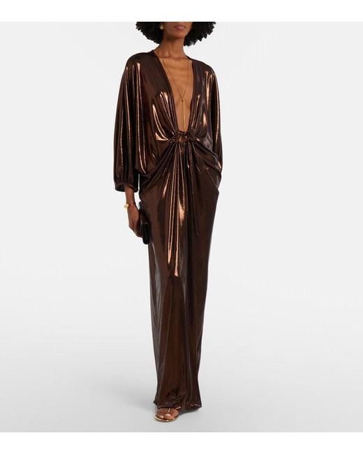 Adriana Degreas Brown Cutout Draped Kaftan