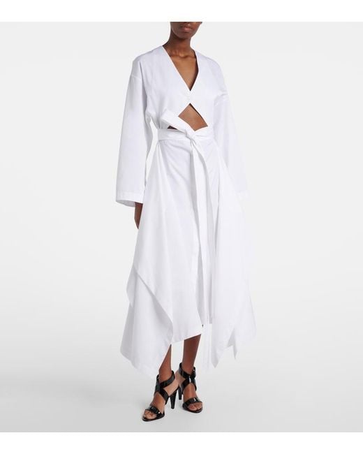 Alaïa White Cutout Cotton Poplin Midi Dress