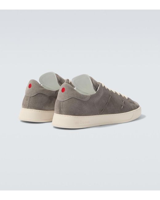 Kiton Gray Suede Sneakers for men