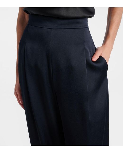 Pantalon Ample Dritto En Crepe De Satin Max Mara en coloris Blue