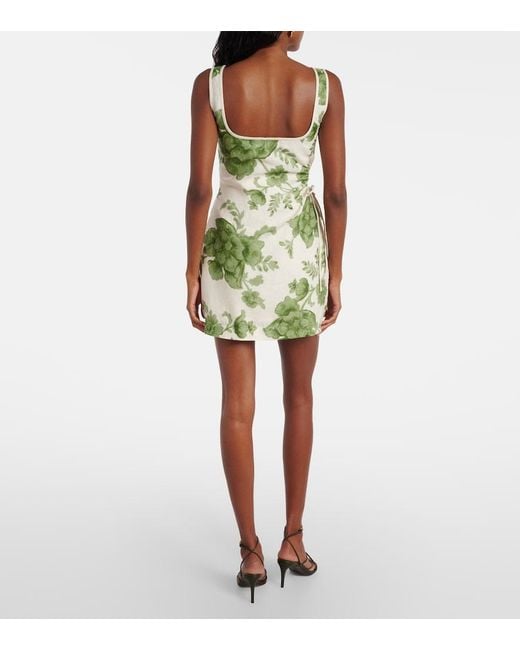 Sir Green Gardella Cutout Floral Linen Minidress