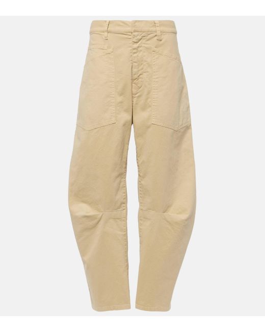 Nili Lotan Natural Shon Mid-rise Cotton Wide-leg Pants
