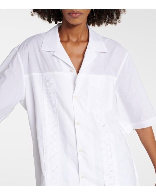 MARINE SERRE White Regenerated Household Cotton Bowling Shirt