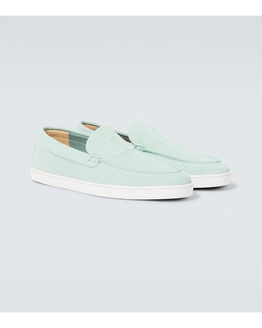 Christian Louboutin Green Varsiboat Logo-Embossed Suede Loafers for men