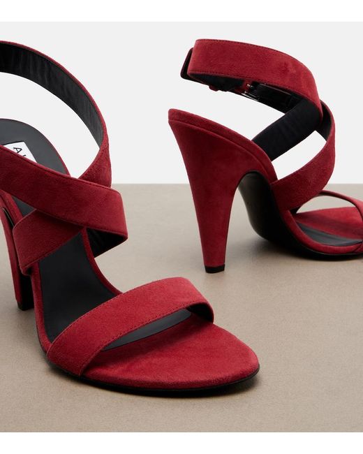 Alaïa Red Cone Suede Slingback Sandals