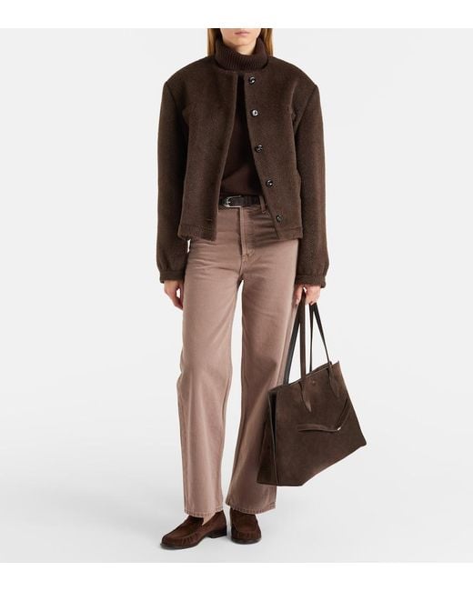 Agolde Brown Ren Crop High-Rise Wide-Leg Jeans