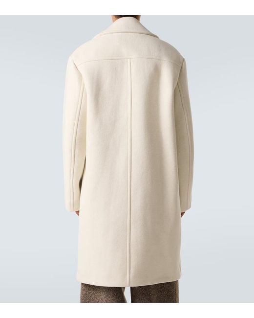 Dries Van Noten Natural Double-Breasted Wool And Cotton Coat for men