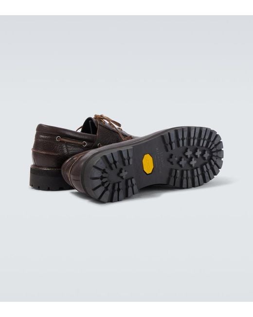 Studio Nicholson Black Guston Leather Boat Shoes for men