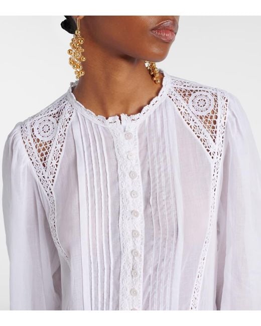 Robe Longue Gisela En Coton A Dentelle Isabel Marant en coloris White