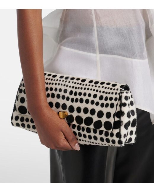 Khaite Black Audrey Polka-Dot Calf Hair Clutch