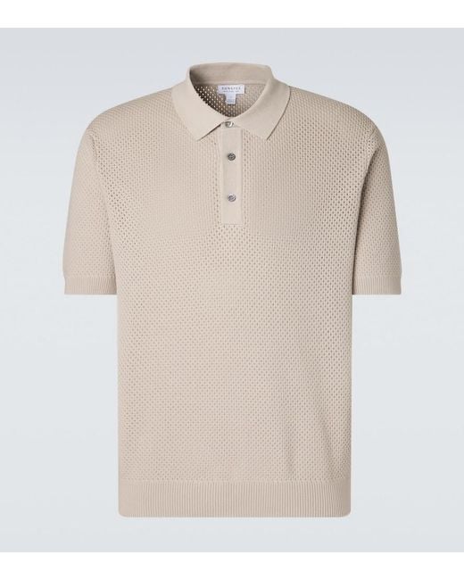 Sunspel Natural Knitted Cotton Polo Shirt for men