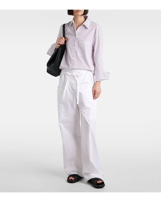 Tod's White Cotton Poplin Wide-Leg Pants