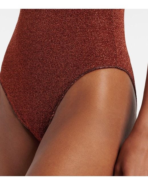 Oseree Red Lumiere Shells Embellished Swimsuit
