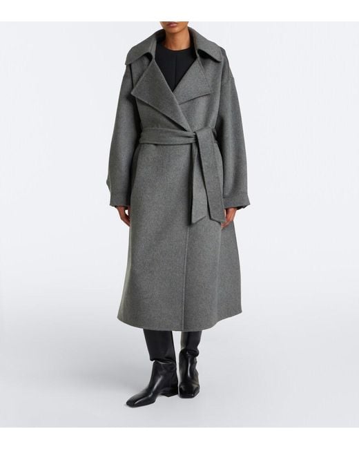 Frankie Shop Gray Issen Wool-Blend Wrap Coat