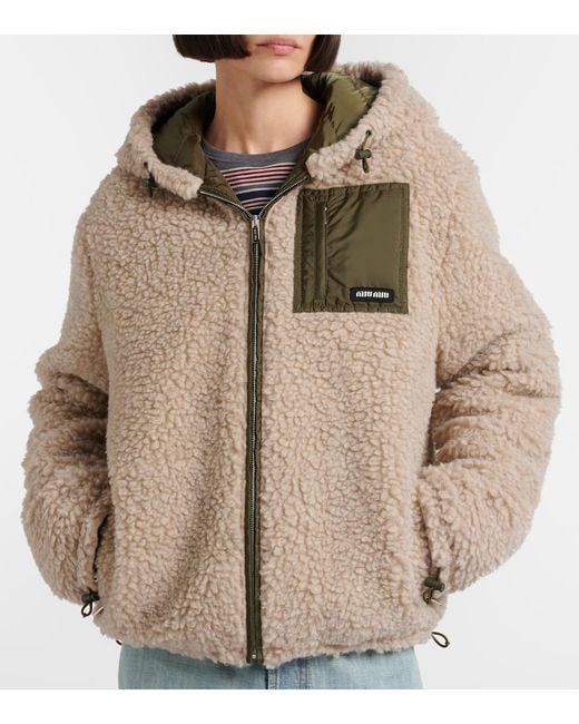 Miu Miu Natural Wool-Blend Teddy Down Jacket