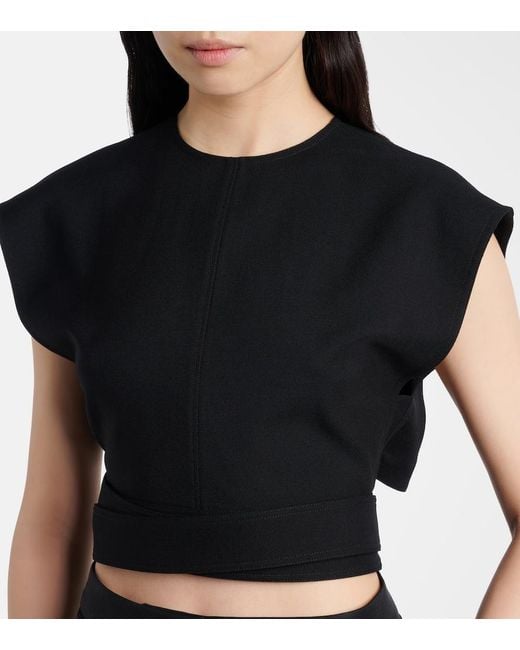 Alaïa Black Belted Wool Top