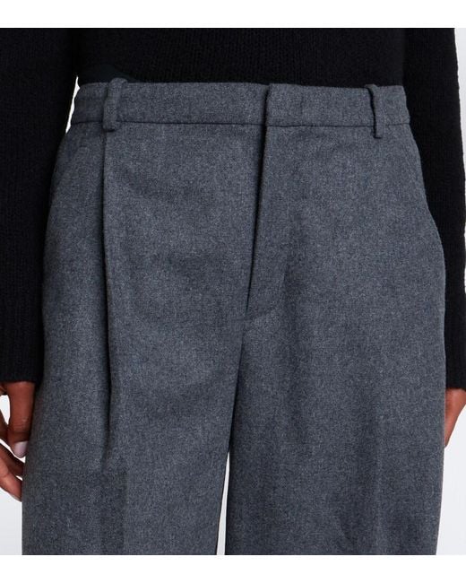 Vince Gray Camille Wool-Blend Flannel Wide-Leg Pants