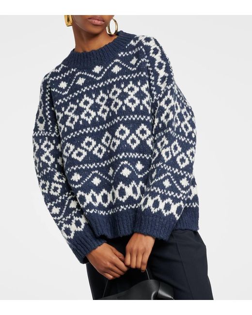 Vince Blue Fair Isle Wool-Blend Sweater
