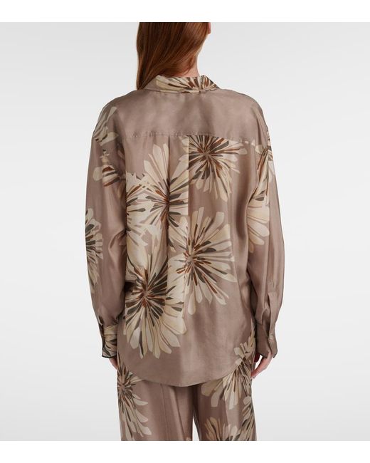 Brunello Cucinelli Natural Floral Silk Shirt