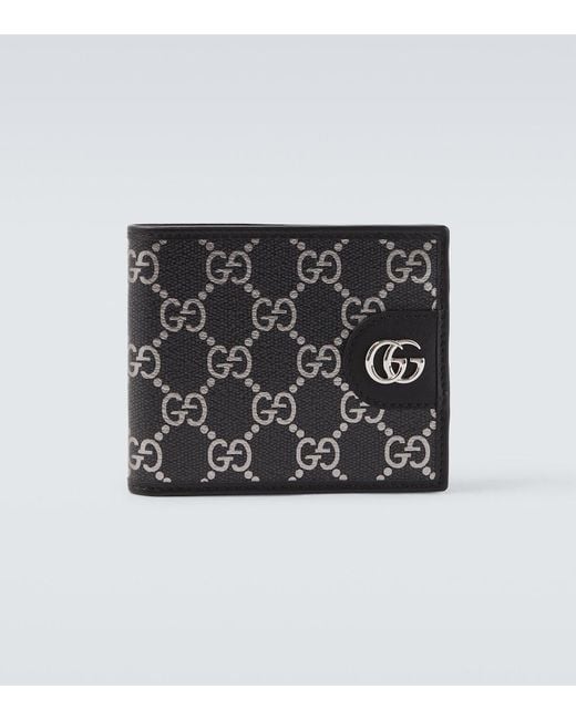 Cartera Plegable Con Piel Y Gg Gucci de hombre de color Black
