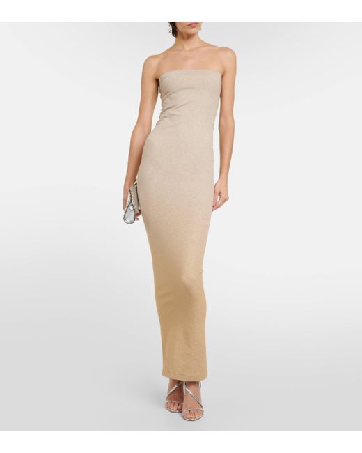Wolford Natural Fading Shine Strapless Maxi Dress