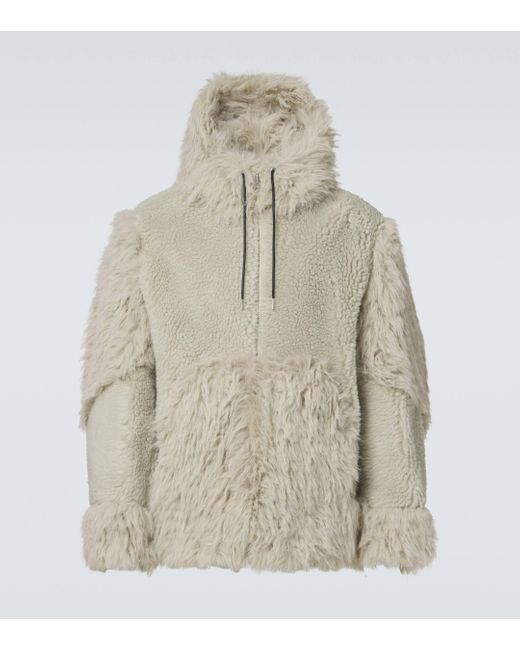 Sacai Natural Faux Fur-trimmed Teddy Jacket for men