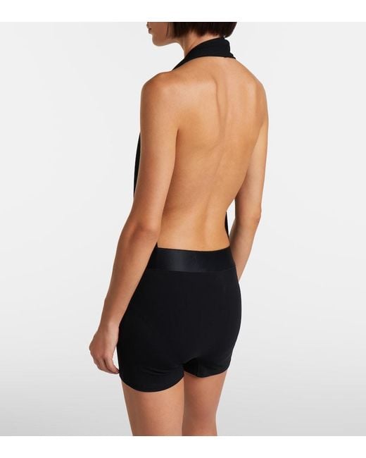 Gucci Black Halterneck Open-Back Jersey Bodysuit