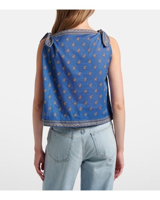 Doen Blue Amalia Printed Cotton Top