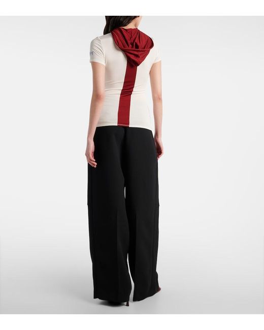 Jean Paul Gaultier Red Hooded Chevron Jersey Top