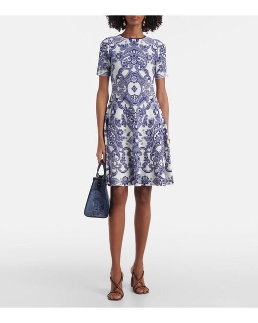 Etro Blue Jacquard Knit Mini-Dress